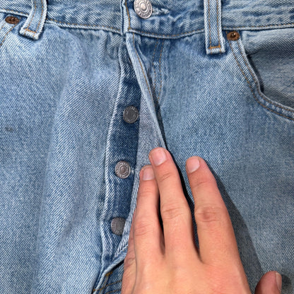 Levis 501 Vintage 90s USA XX Straight Leg Jeans Blue Light Wash 34x34 Act 33x33