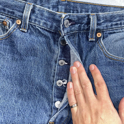 Levis 501 Vintage 90s USA XX Straight Leg Jeans 36x36 Dark Wash Act 33x31