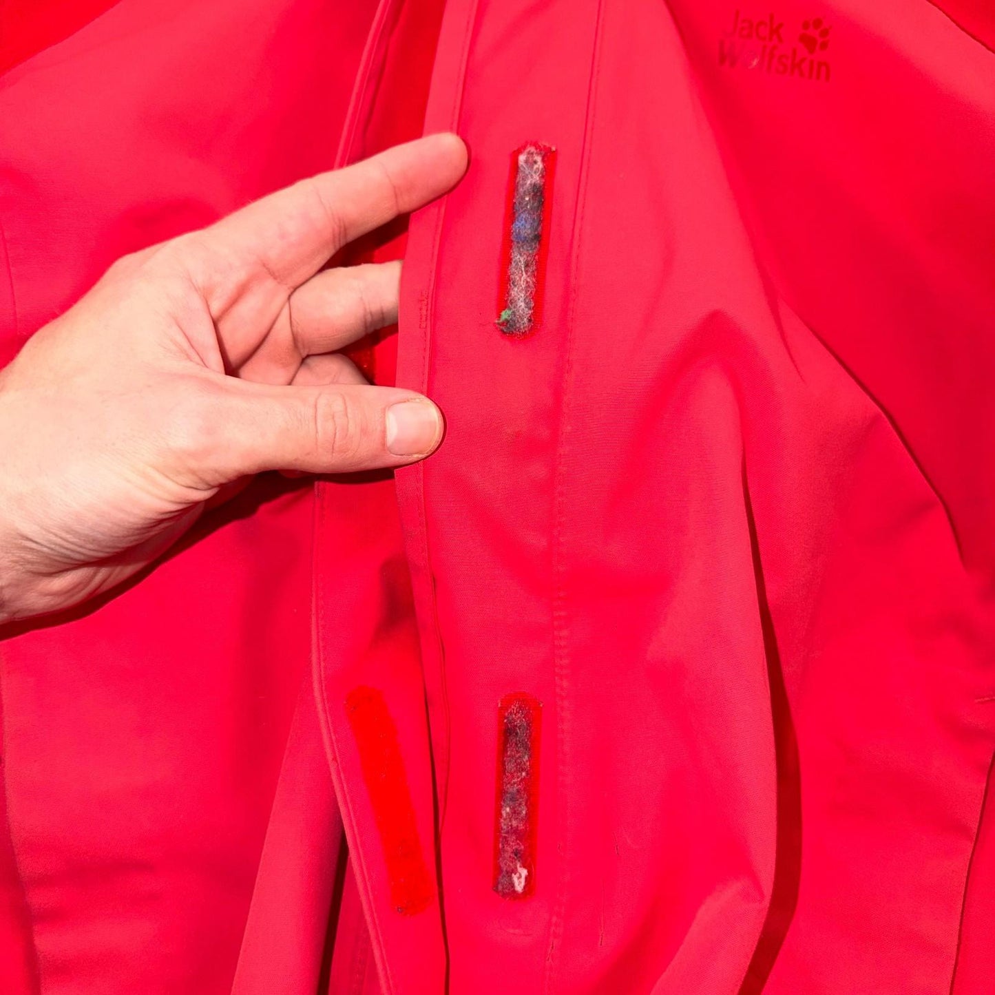 Jack Wolfskin Rain Jacket Womens XL Red Full Zip Windbreaker Outdoors Parka