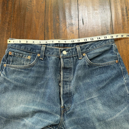 VTG 90s Levis 501 Button Fly 36x36 USA Tag Jeans Straight Wash Blue XX Act 32x31