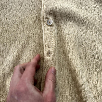 VTG 60s 70s Cardigan Sweater Alpaca Wool Kurt Cobain Cream Yellow Winter Cool