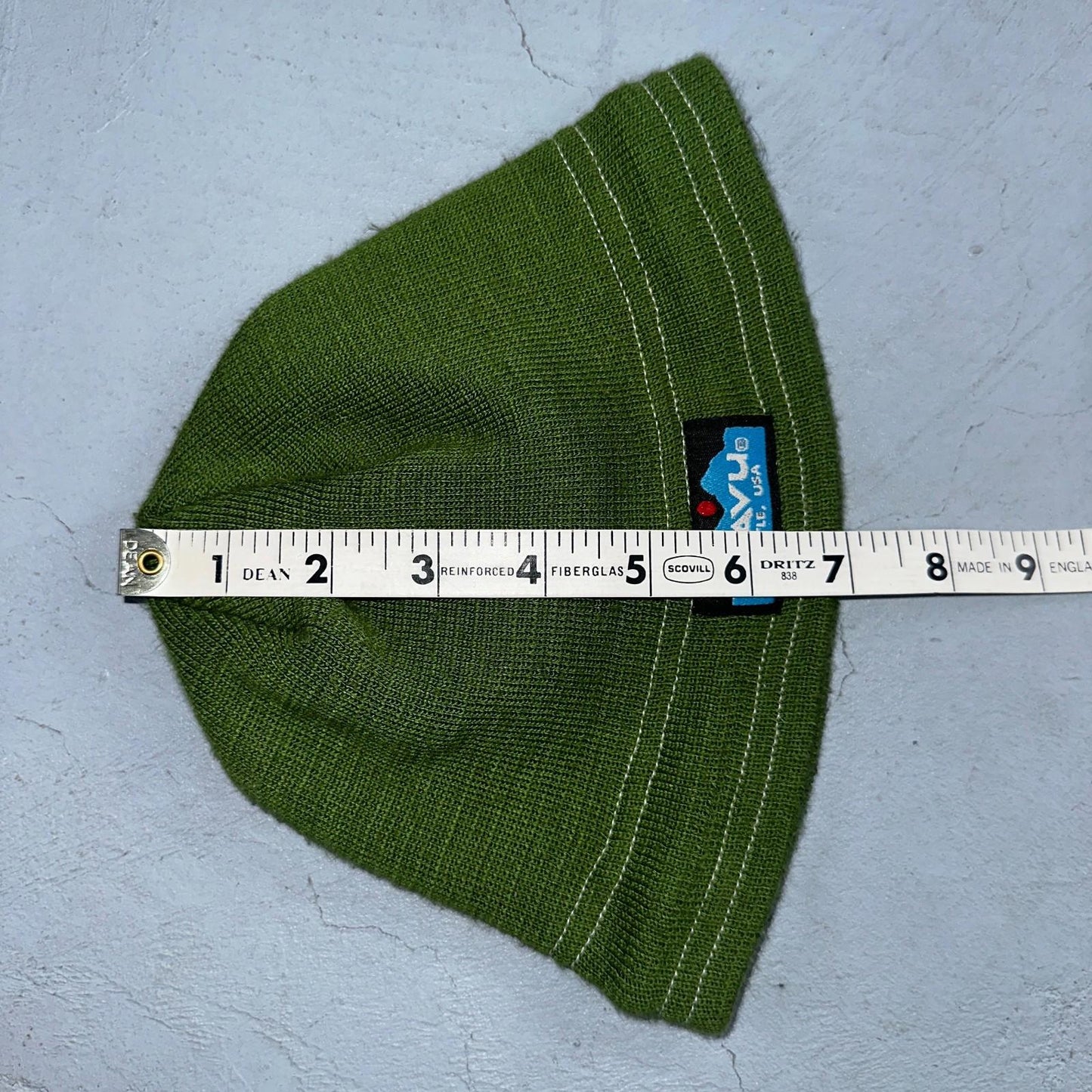 KAVU Beanie Green Knit Hat Seattle USA Outdoor Hiking Streetwear Skater Cap VTG