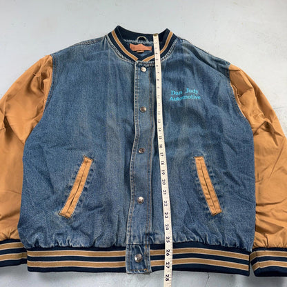 Summer Nights 2007 Vintage Denim Varsity Jacket Y2K Dan Judy Salem Auto Club