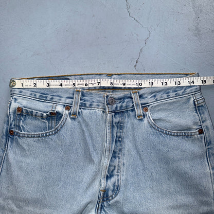 Levis 501 Vintage 90s USA XX Straight Leg Jeans Blue Light Wash 30x34 Act 29x32