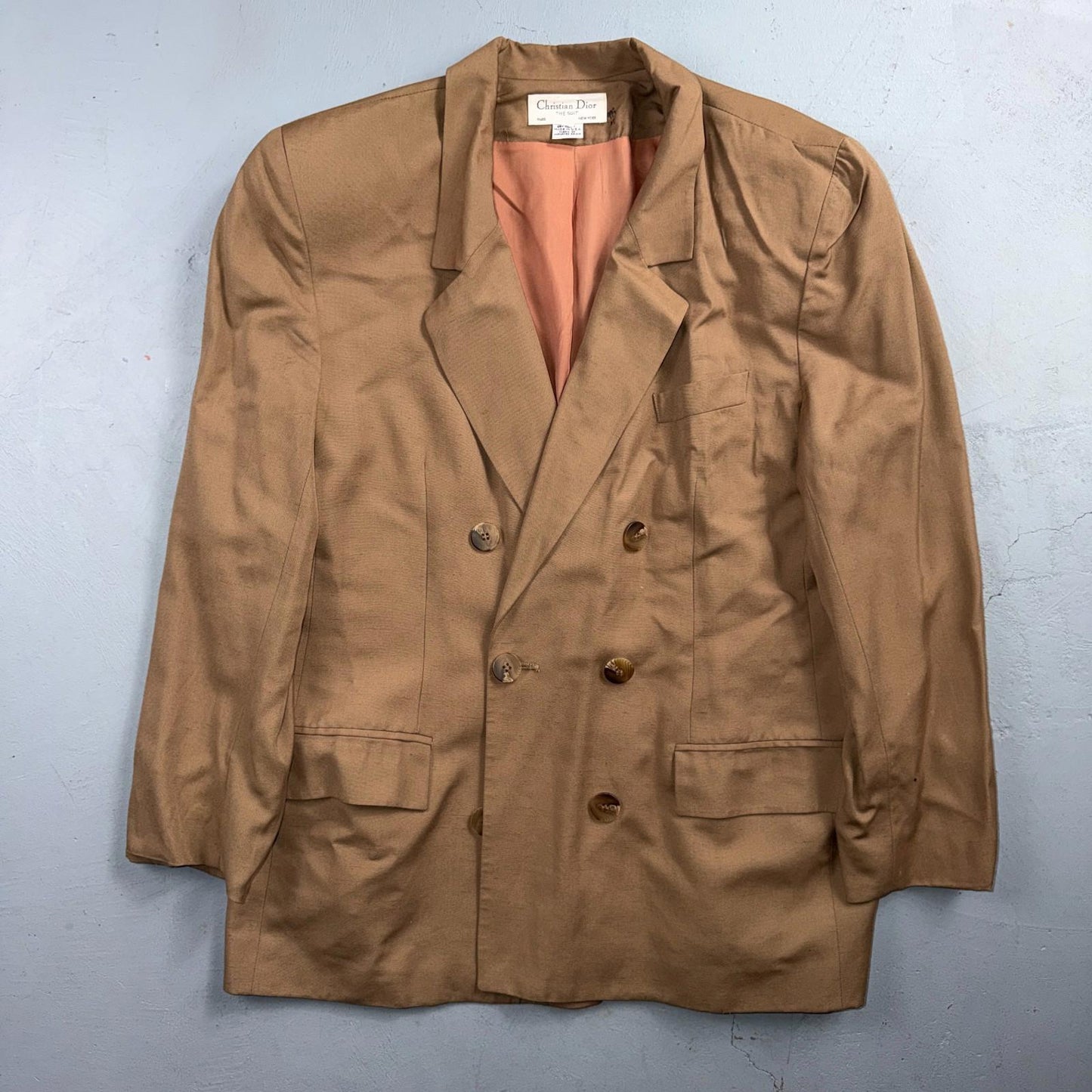 VTG Christian Dior Suit Womens Double Breast Suit Skirt Blazer 80s Size 16 1980s