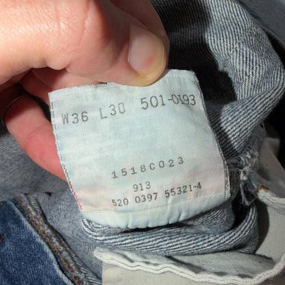 Levis 501 Vintage 90s USA XX Straight Leg Jeans Blue Med Wash 36x30 Act 33x29