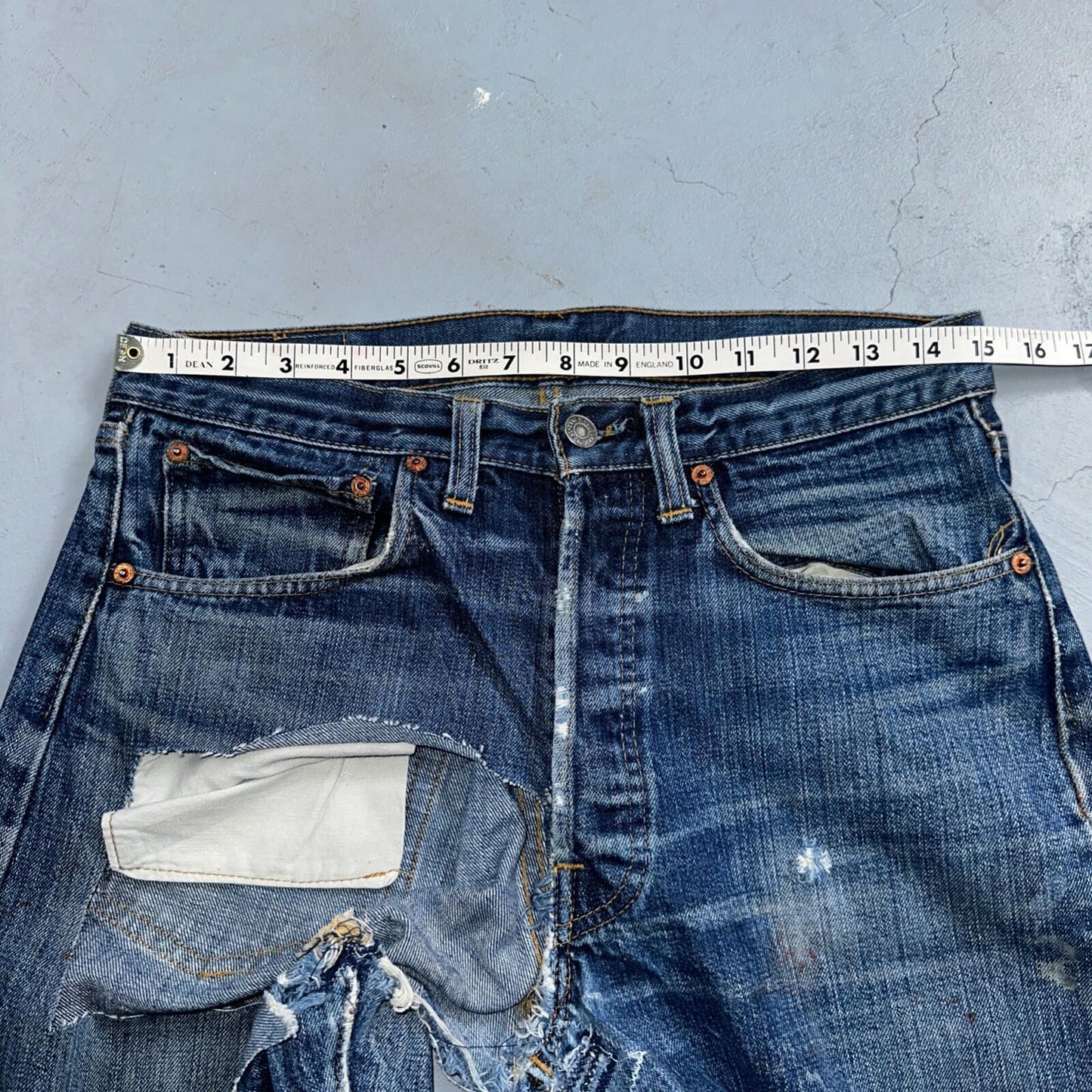 Levis 501 VTG 70s SS Redline Selvedge Jeans XX Thrashed Boot Cut Act 30x31