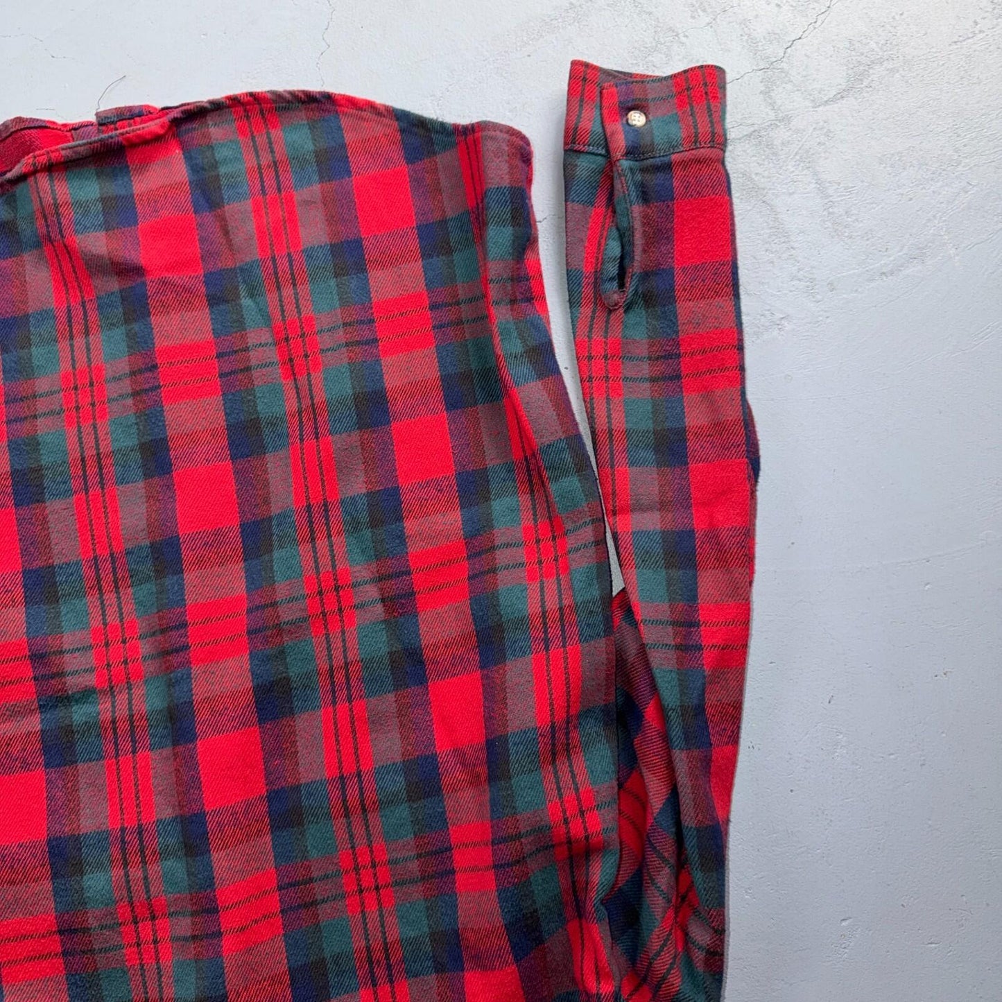 VTG Five Brother Shirt Mens M Shadow Plaid Flannel USA Red 1980s 80s Green Red