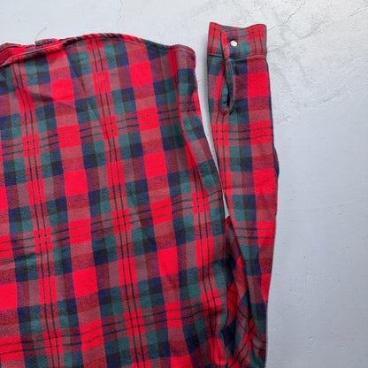 VTG Five Brother Shirt Mens M Shadow Plaid Flannel USA Red 1980s 80s Green Red