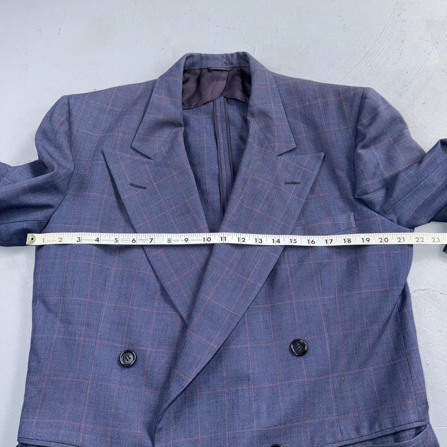 60s Pinstripe Blue Double Breasted Suit Jacket Wool 42 70s Navy Blue 1960s
