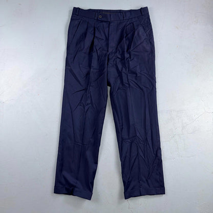 1990s Custom VTG Mens 2 PC Suit 40 Jacket Coat Pants Navy Blue Wool Rockabilly