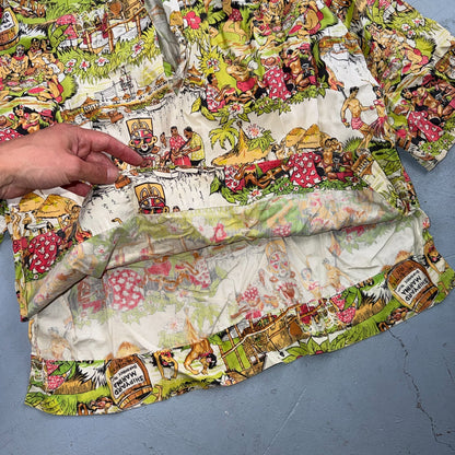 VTG 50s Hawaiian Aloha Shirt Dance Rockabilly Novelty Print Pinup Pin Up Girls