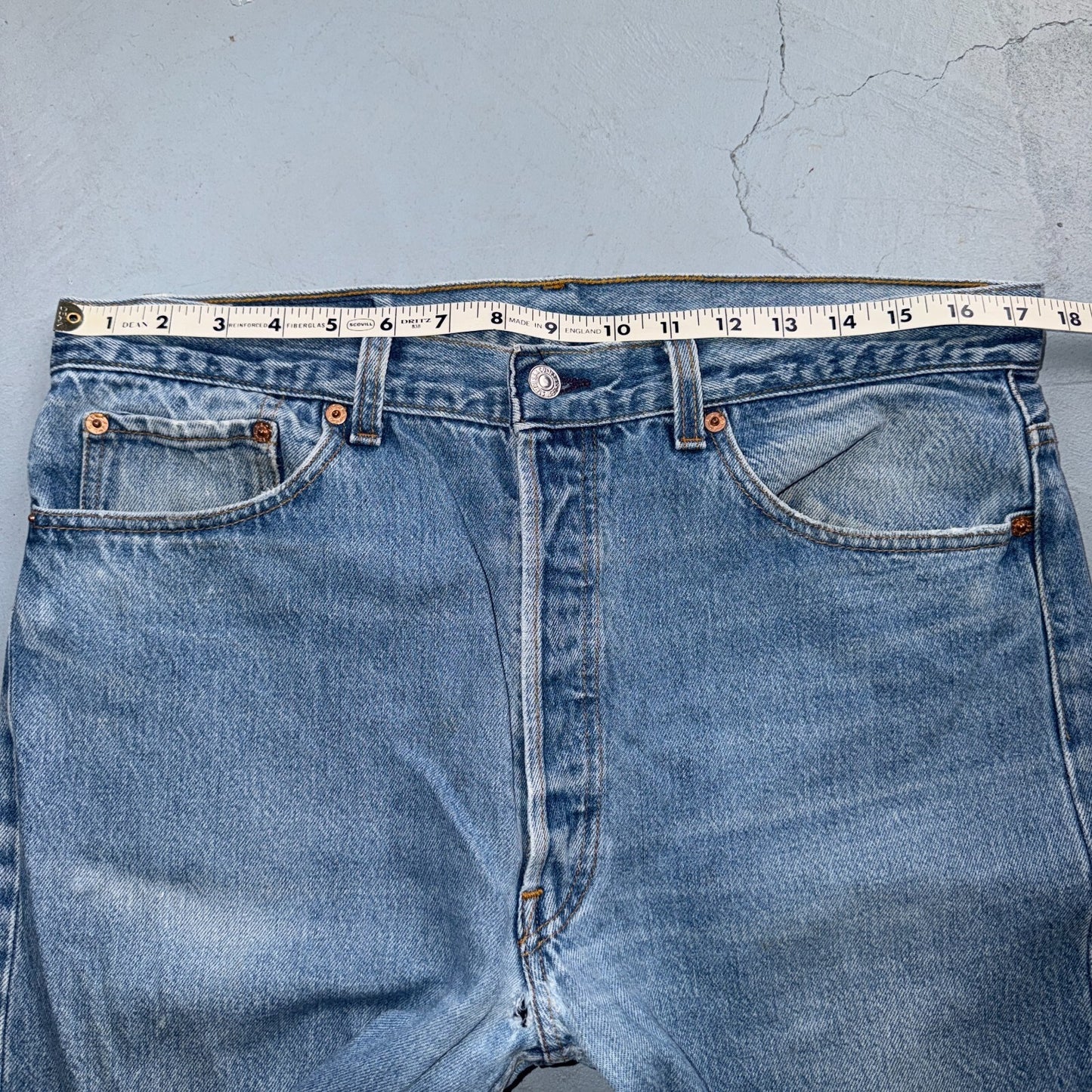Levis 501 Vintage 90s USA XX Straight Leg Jeans Blue Light Wash 38x32 Act 35x28