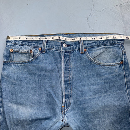 Levis 501 Vintage 90s USA XX Straight Leg Jeans Blue Light Wash 38x32 Act 35x28