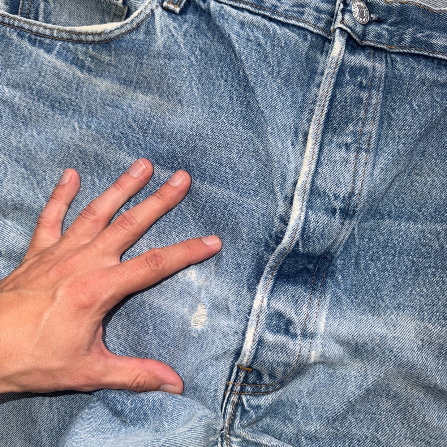 Levis 501 Vintage 80s USA XX Straight Leg Jeans Blue Light Wash 44x32 Act 40x27