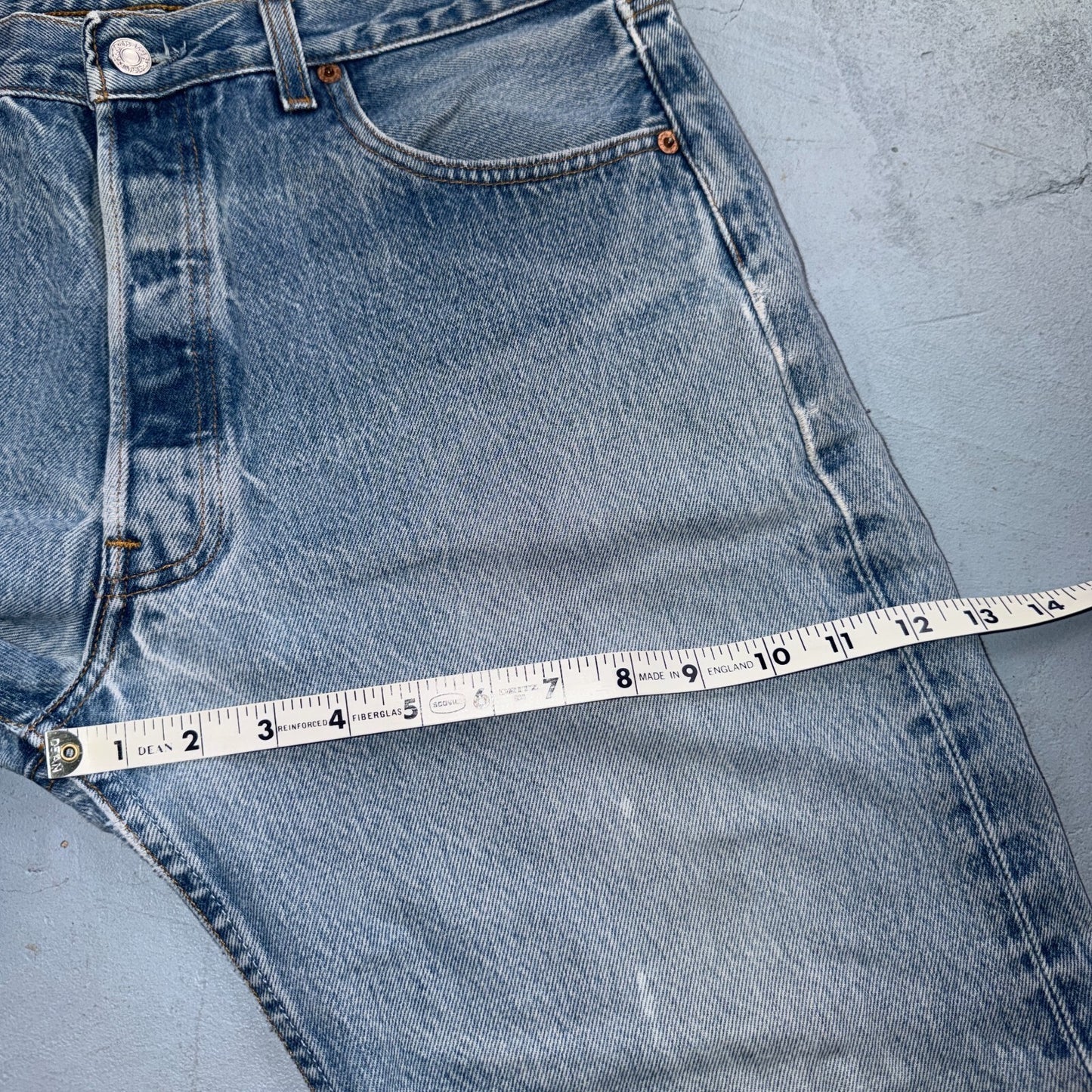 Levis 501 Vintage 90s USA XX Straight Leg Jeans Blue Light Wash 35x33 Act 34x29