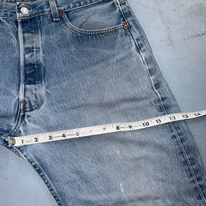 Levis 501 Vintage 90s USA XX Straight Leg Jeans Blue Light Wash 35x33 Act 34x29