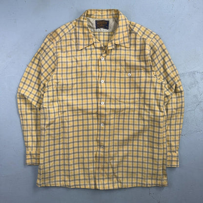Pendleton VTG 1960s Loop Collar Board Shirt Wool Plaid Flannel Shirt Checker
