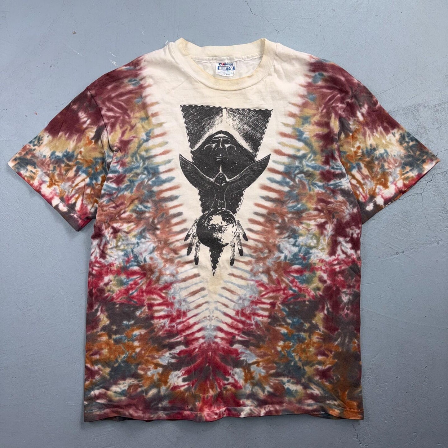 Tie Dye Native American Tribal VTG T Shirt 80s Hanes Beefy Art Single Stitch