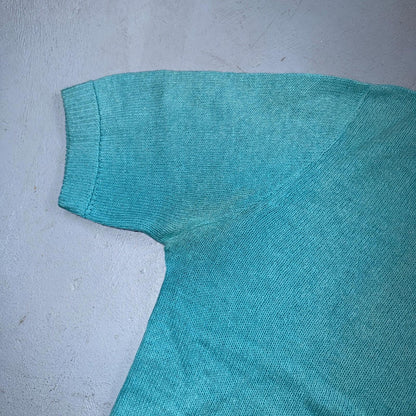 VTG 1940s 1950s Wool Cardigan Sweater Rockabilly Womens Knit Blue Button Rabbit