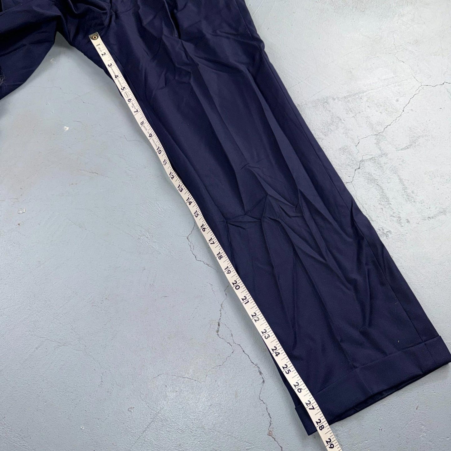 1990s Custom VTG Mens 2 PC Suit 40 Jacket Coat Pants Navy Blue Wool Rockabilly