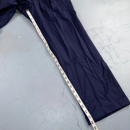 1990s Custom VTG Mens 2 PC Suit 40 Jacket Coat Pants Navy Blue Wool Rockabilly