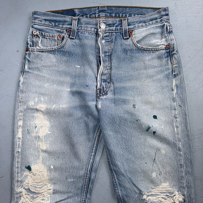 Levis 501 Vintage 90s Y2K XX Straight Leg Jeans Blue Light Wash 31x34 Act 29x29
