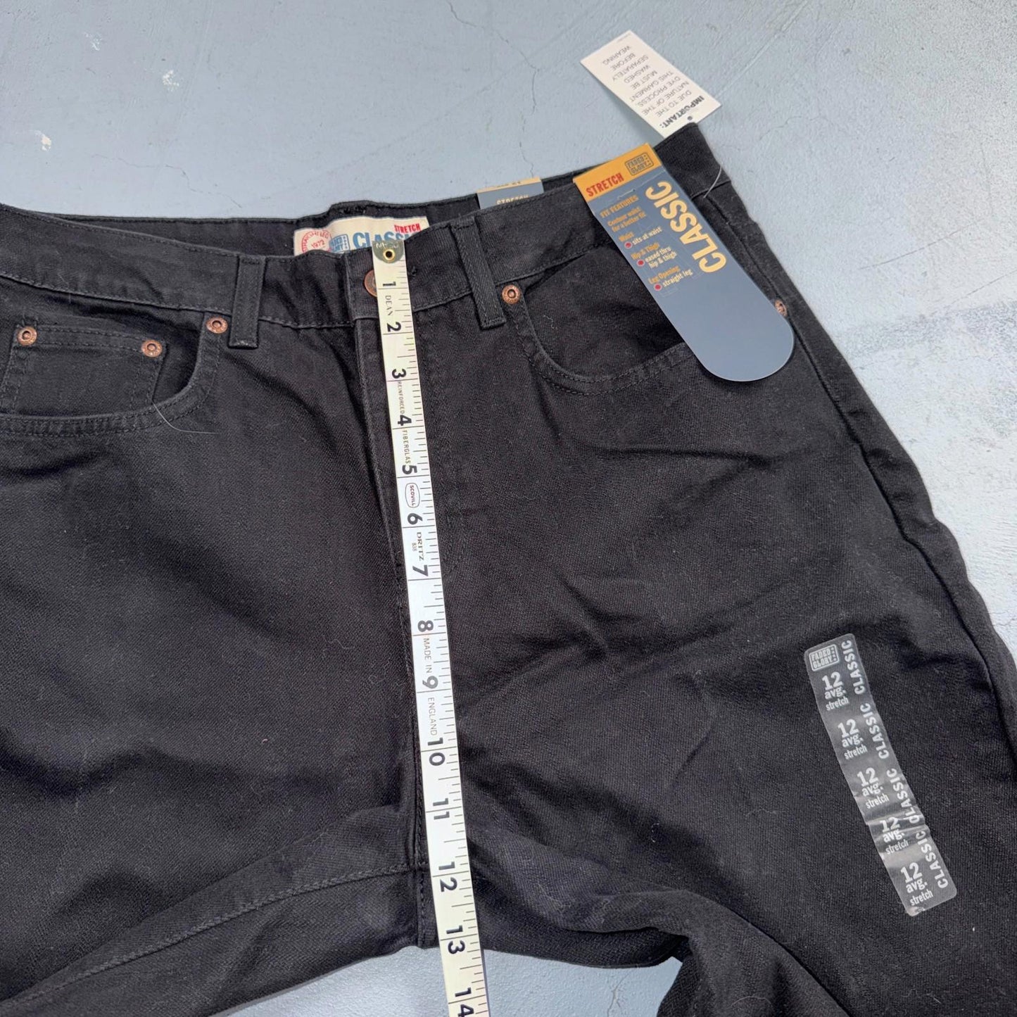 Faded Glory Classic Jeans Women's Size 12 Black Solid Straight Leg Stretch New