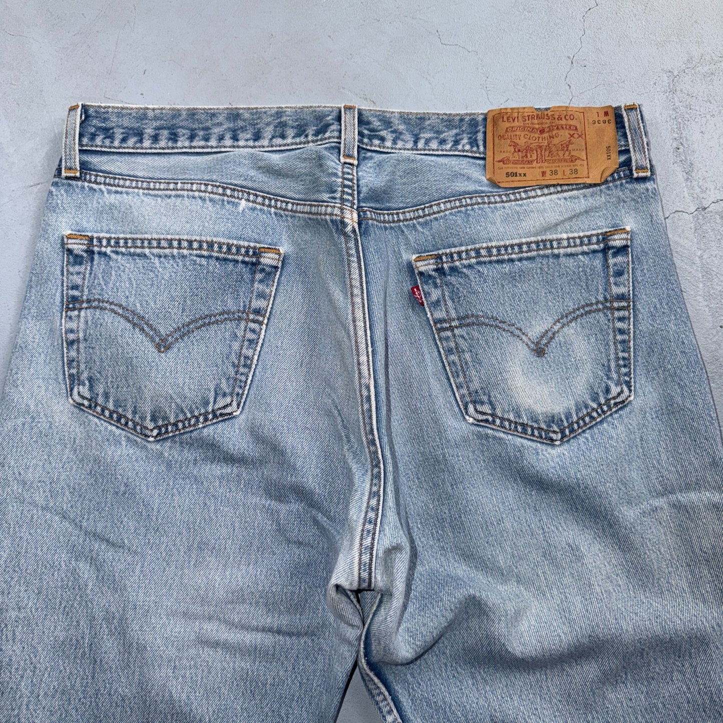 Levis 501 Vintage 90s USA XX Straight Leg Jeans Blue Light Wash 38x38 Act 35x34