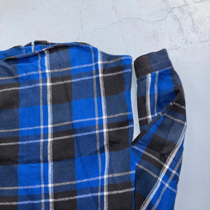 VTG Five Brother Shirt Mens M Shadow Plaid Flannel USA Red 1980s 80s Blue Black