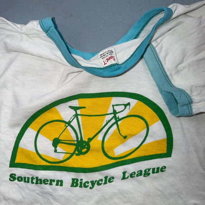 VTG 70s Southern Bicycle League Ringer T Shirt Cycling Bike Club USA Made 1970s