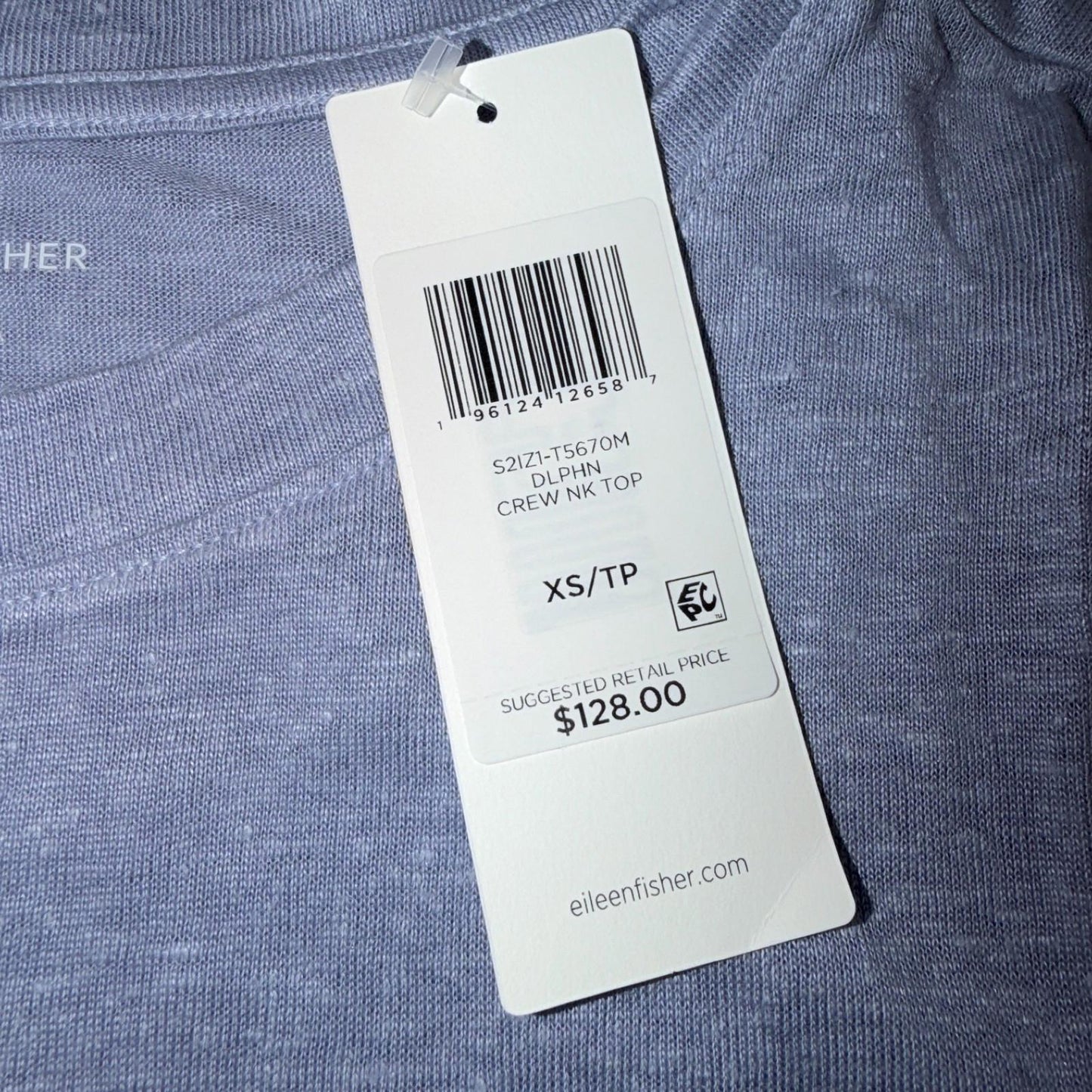 Eileen Fisher NWT $128 Top Size XS Organic Linen Blend Pale Purple Lightweight