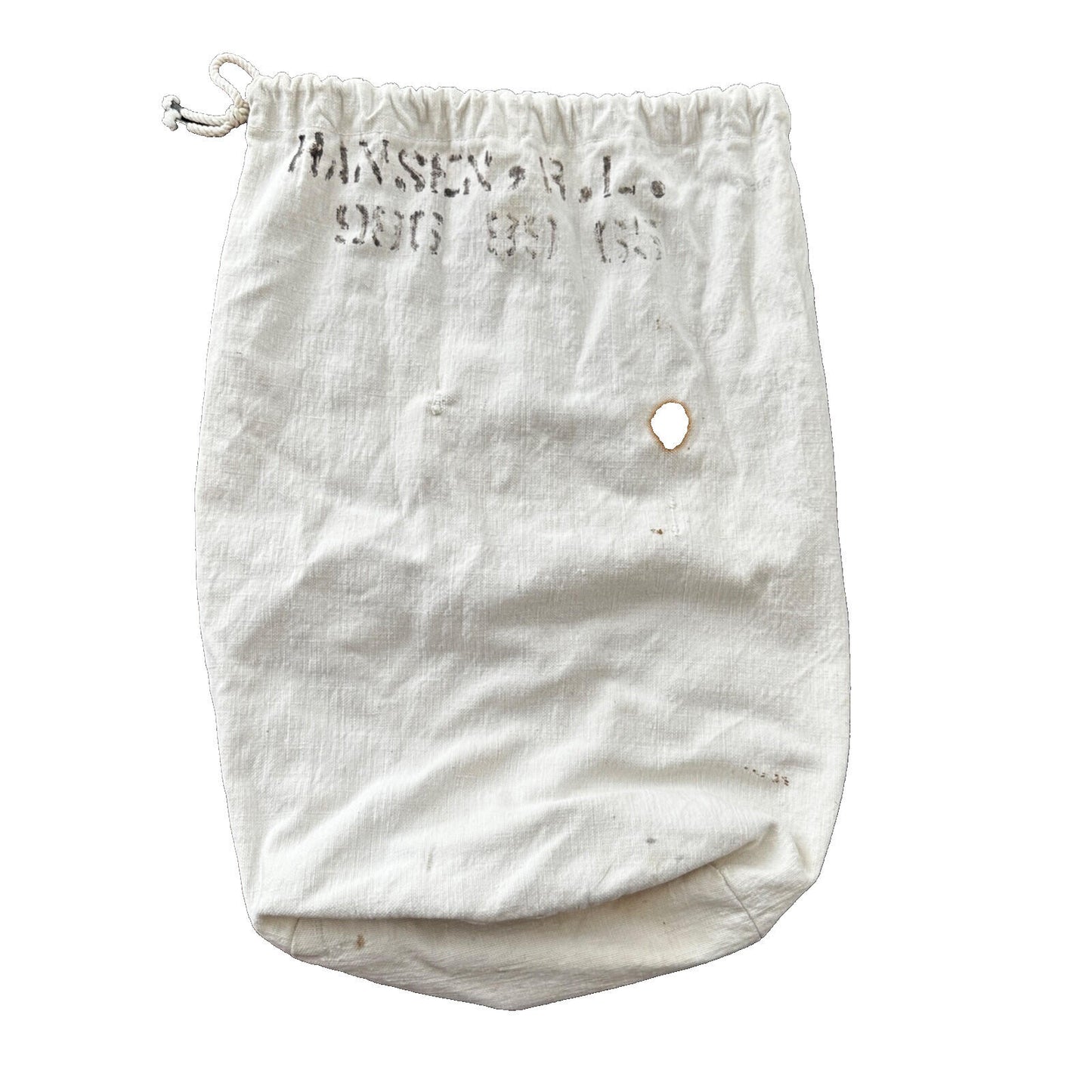 VTG WWII Canvas Garment Laundry Bag White Military Denim 1940s 40s 50s Stencil