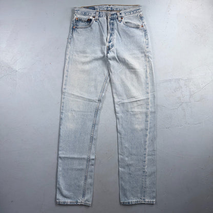 Levis 501 Vintage 90s USA XX Straight Leg Jeans Blue Light Wash 30x34 Act 29x32