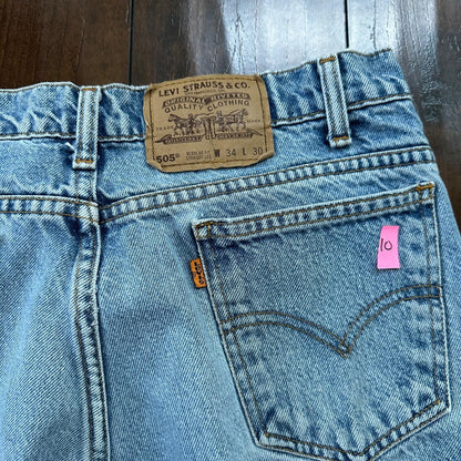 Vintage 80s Levis 505 Light Blue 70s Jeans USA Orange Tab 34x30 Act 31x29