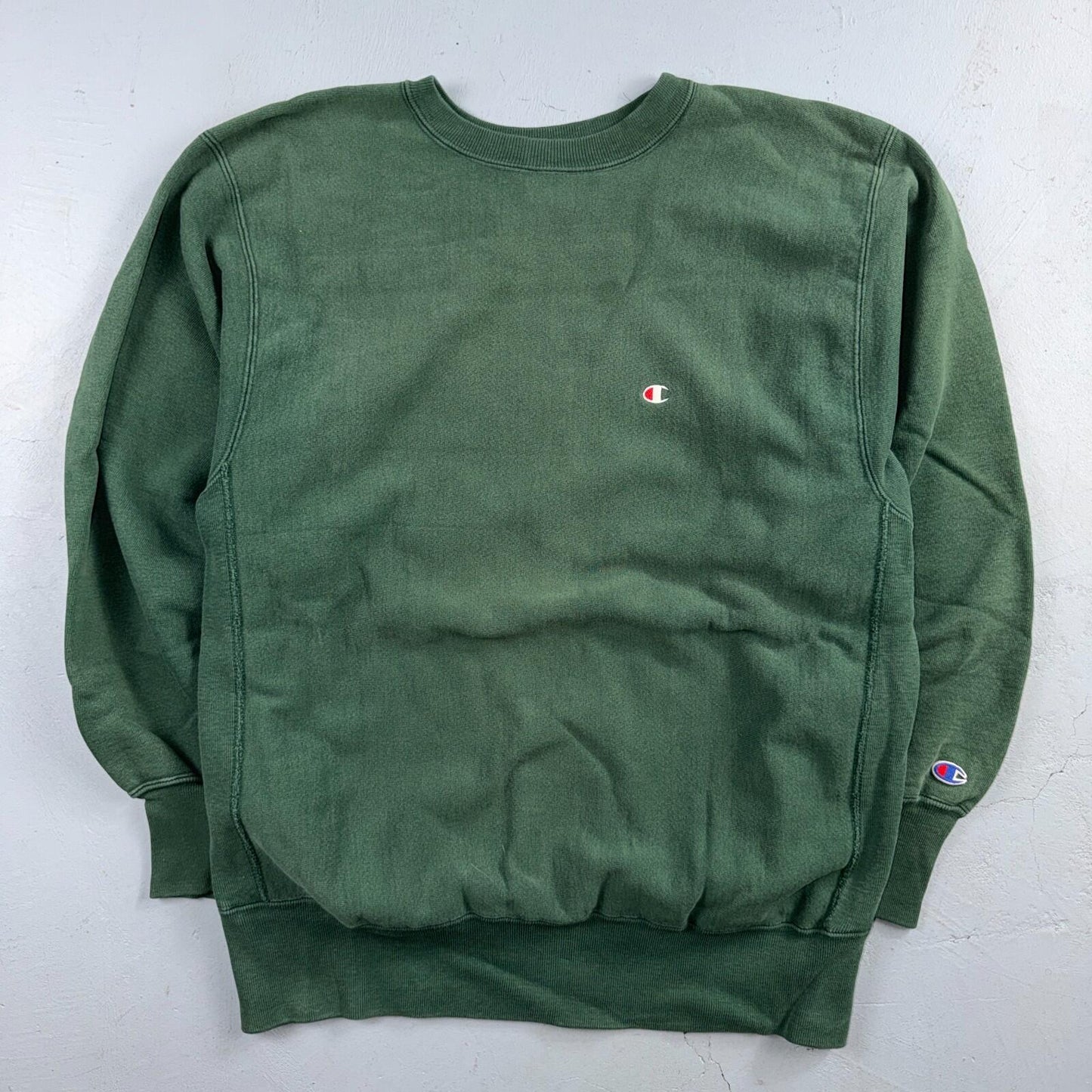 Vintage Champion 90s USA Green Reverse Weave Sweatshirt Blank XL Gusset Jumper