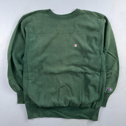 Vintage Champion 90s USA Green Reverse Weave Sweatshirt Blank XL Gusset Jumper