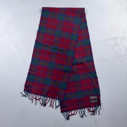 Vintage Christian Dior Dark Colors Tartan Plaid 100% Lambswool Scarf HOLES As Is