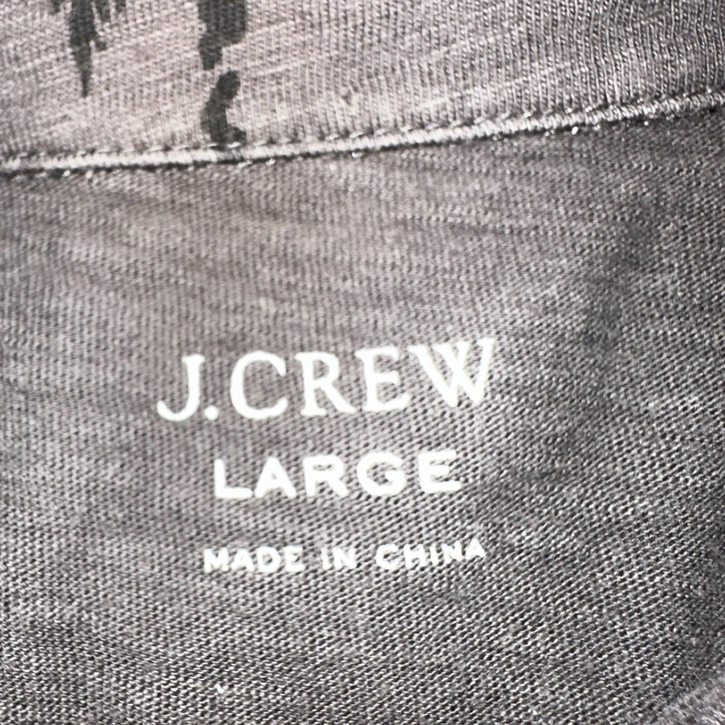 J CREW Polo Shirt Mens Large Gray Short Sleeve Pocket Tropical Palm Trees