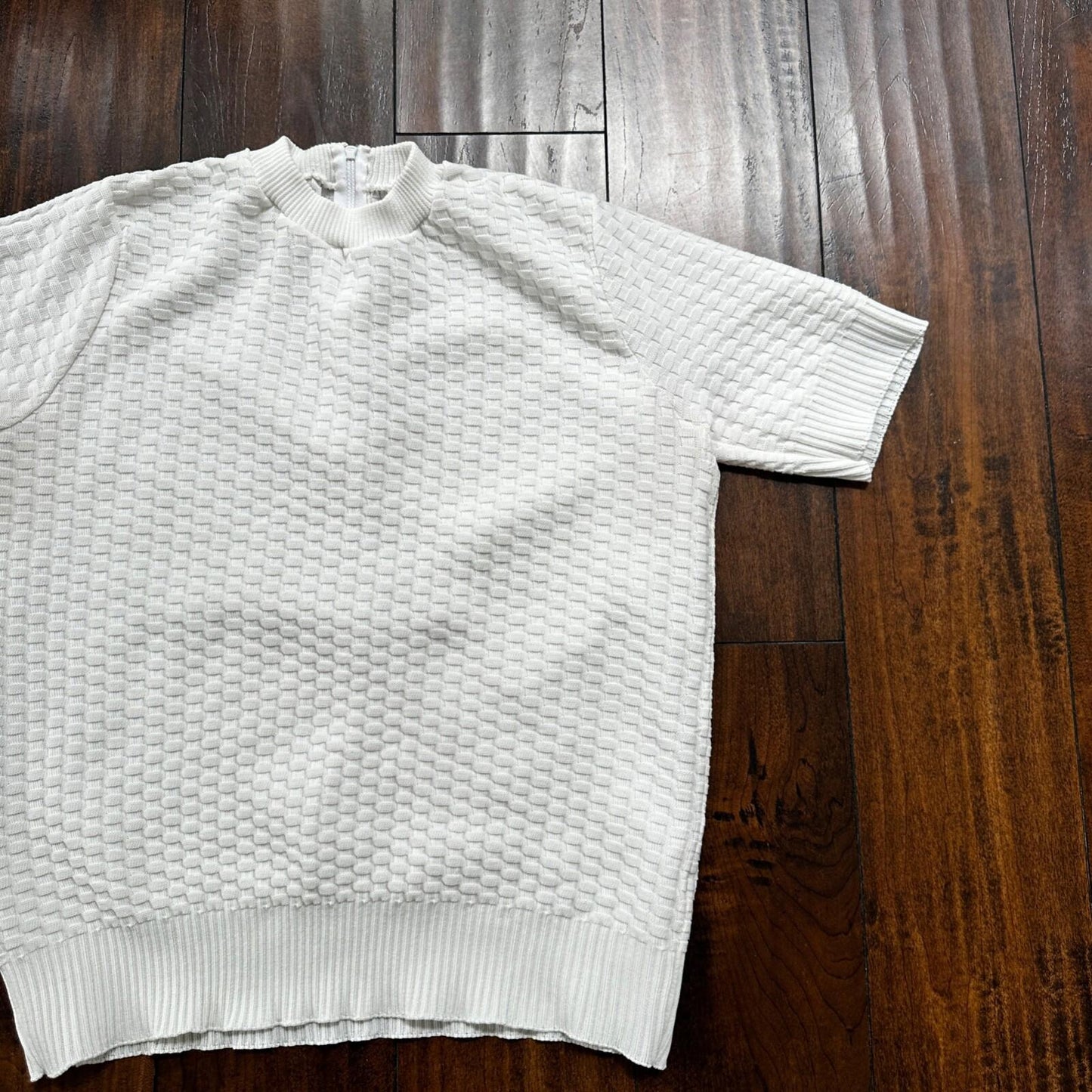 VTG 80s Cuddle Knit USA Women Sweater 100% Cotton Short Sleeve M