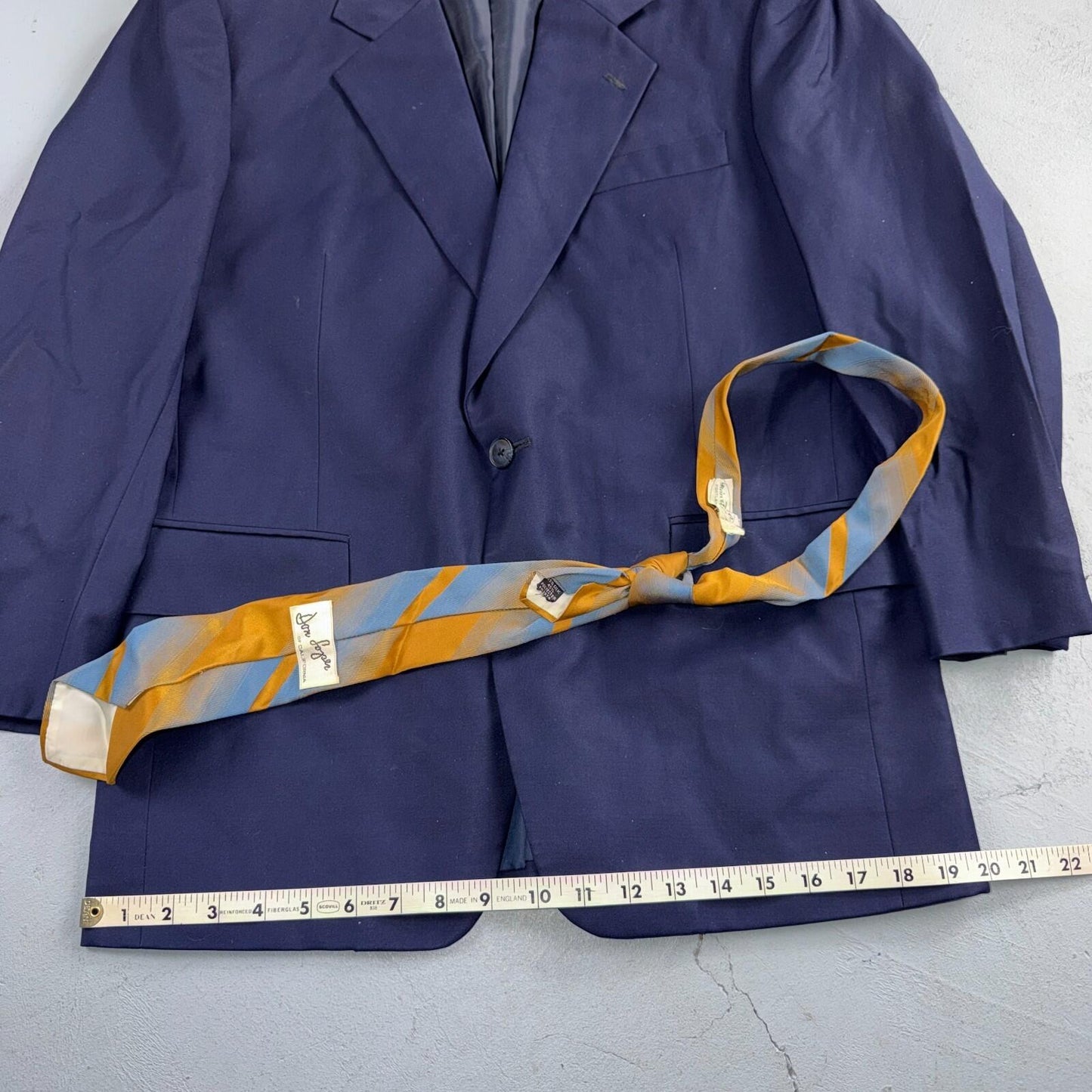 1990s Custom VTG Mens 2 PC Suit 40 Jacket Coat Pants Navy Blue Wool Rockabilly