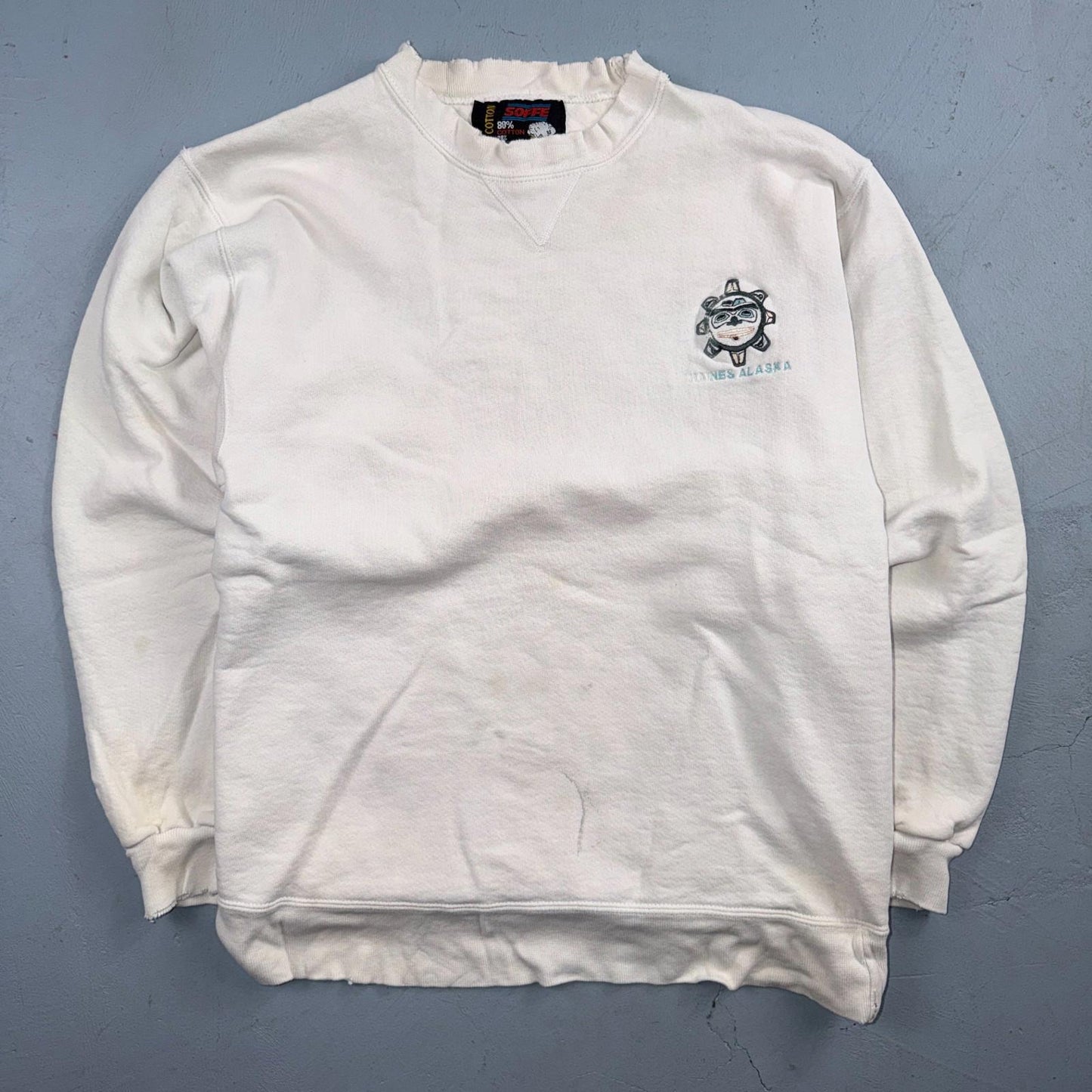 VTG Haines Alaska Sweatshirt Mens Medium White Soffe Travel USA America Basic