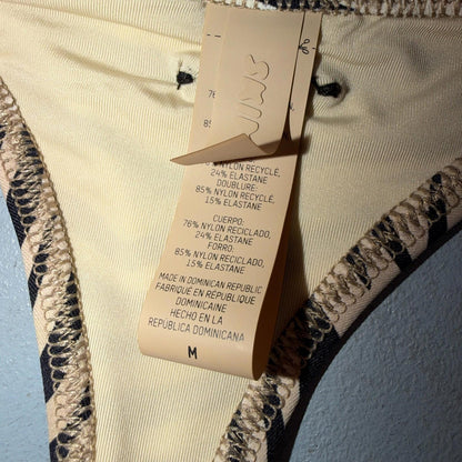SKIMS SIGNATURE SWIM CHEEKY TANGA BOTTOM CHAMPAGNE LEOPARD PRINT SIZE M