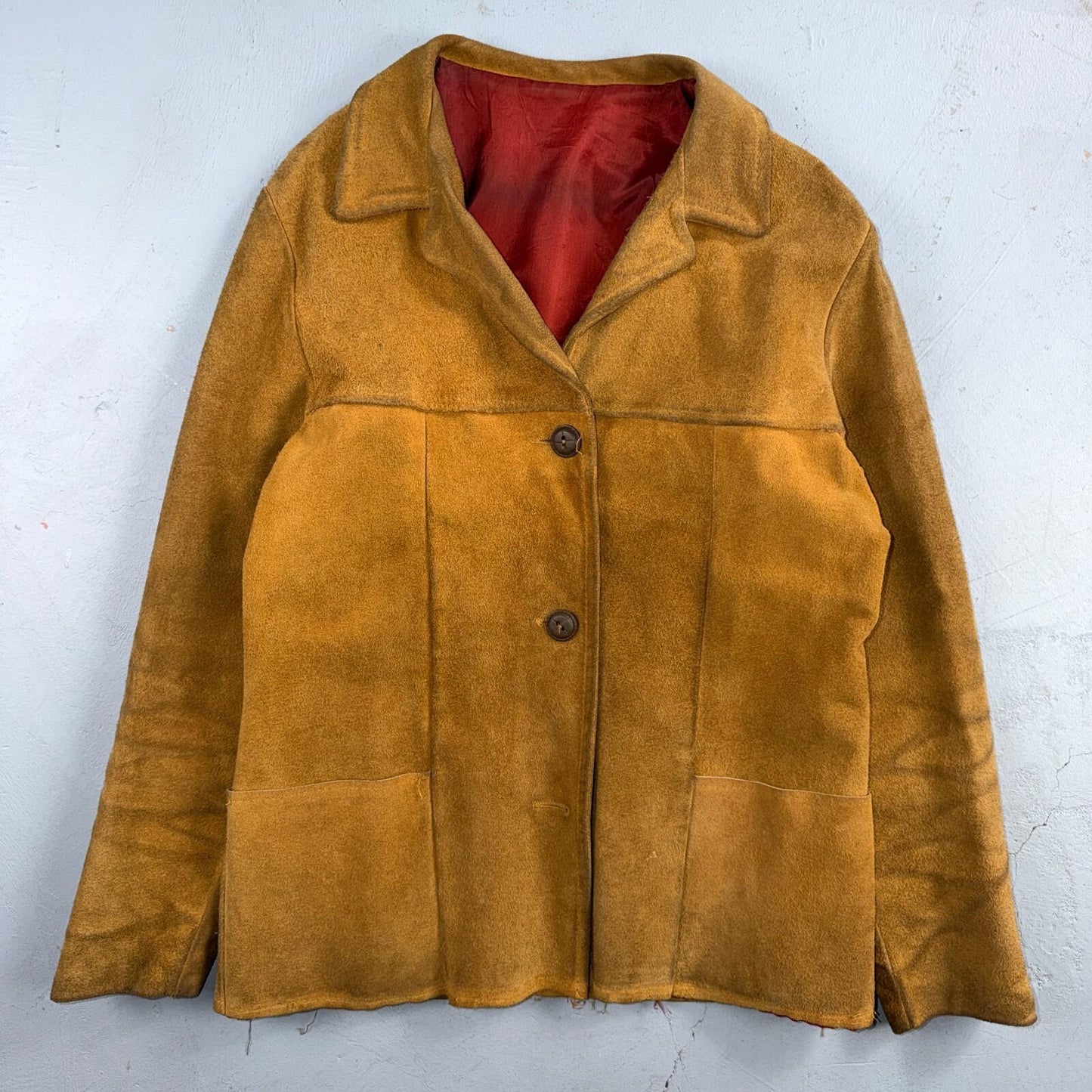 1940s 1950s VTG Brown Suede Jacket Leather Distressed Rockabilly Ricky Chore