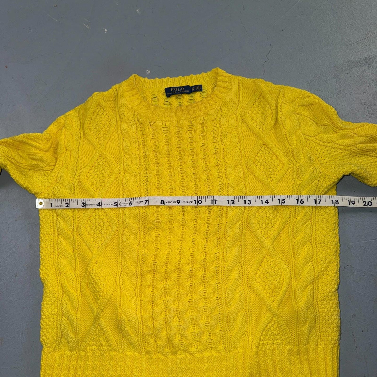 Polo Ralph Lauren Cable Knit Crew Neck Cotton Sweater Women’s XS Yellow
