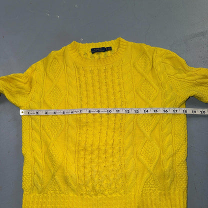 Polo Ralph Lauren Cable Knit Crew Neck Cotton Sweater Women’s XS Yellow