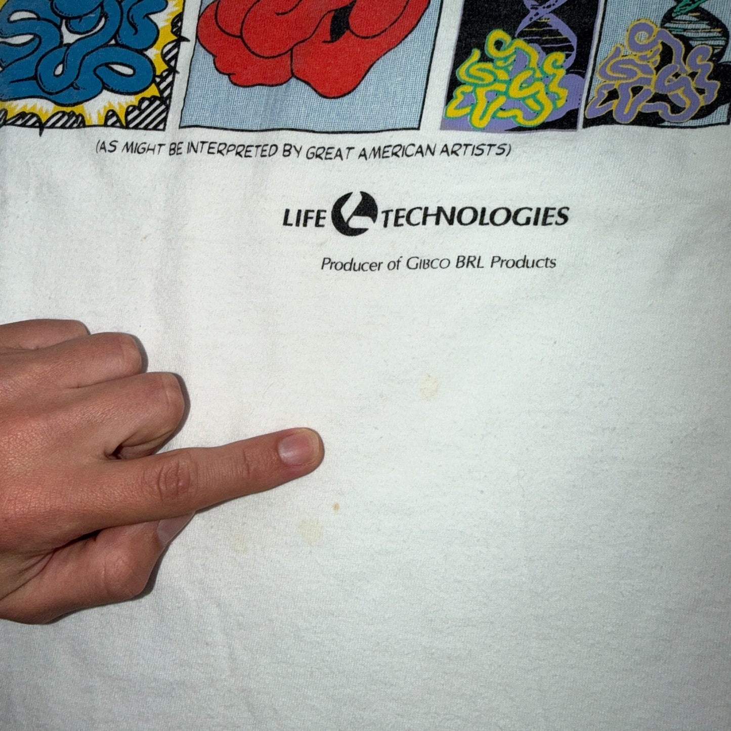 Vintage 90s Art of Gene Expression Abstract White Art Tee Rare Size XL Y2K
