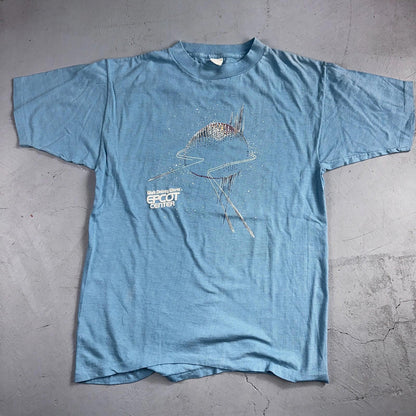 Disney World Epcot Center 1980s VTG T Shirt Rare Blue Single Stitch Mickey Earth