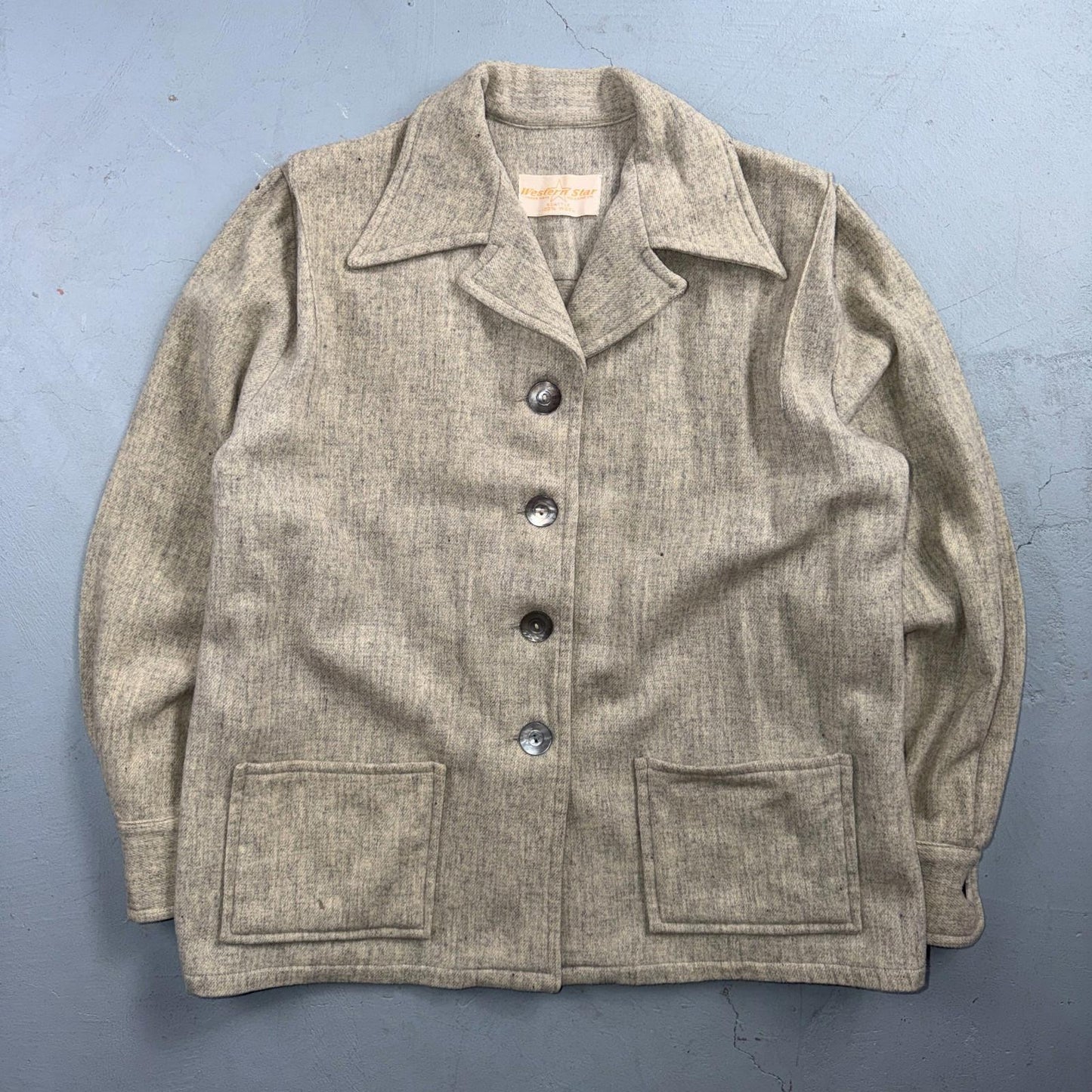 Vintage 1950s Western Star 49er Jacket Women’s Wool Coat Gray Pinup Rockabilly