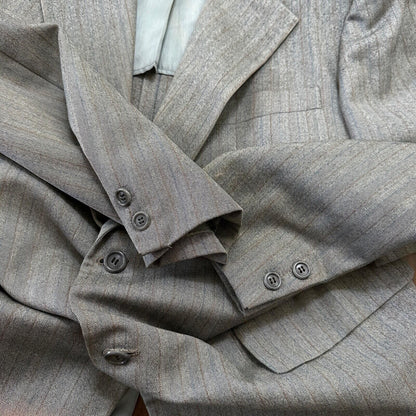 1960s 1970s Brown Striped Sport Jacket VTG Mens Suit 41 33x27 Rockabilly Wool